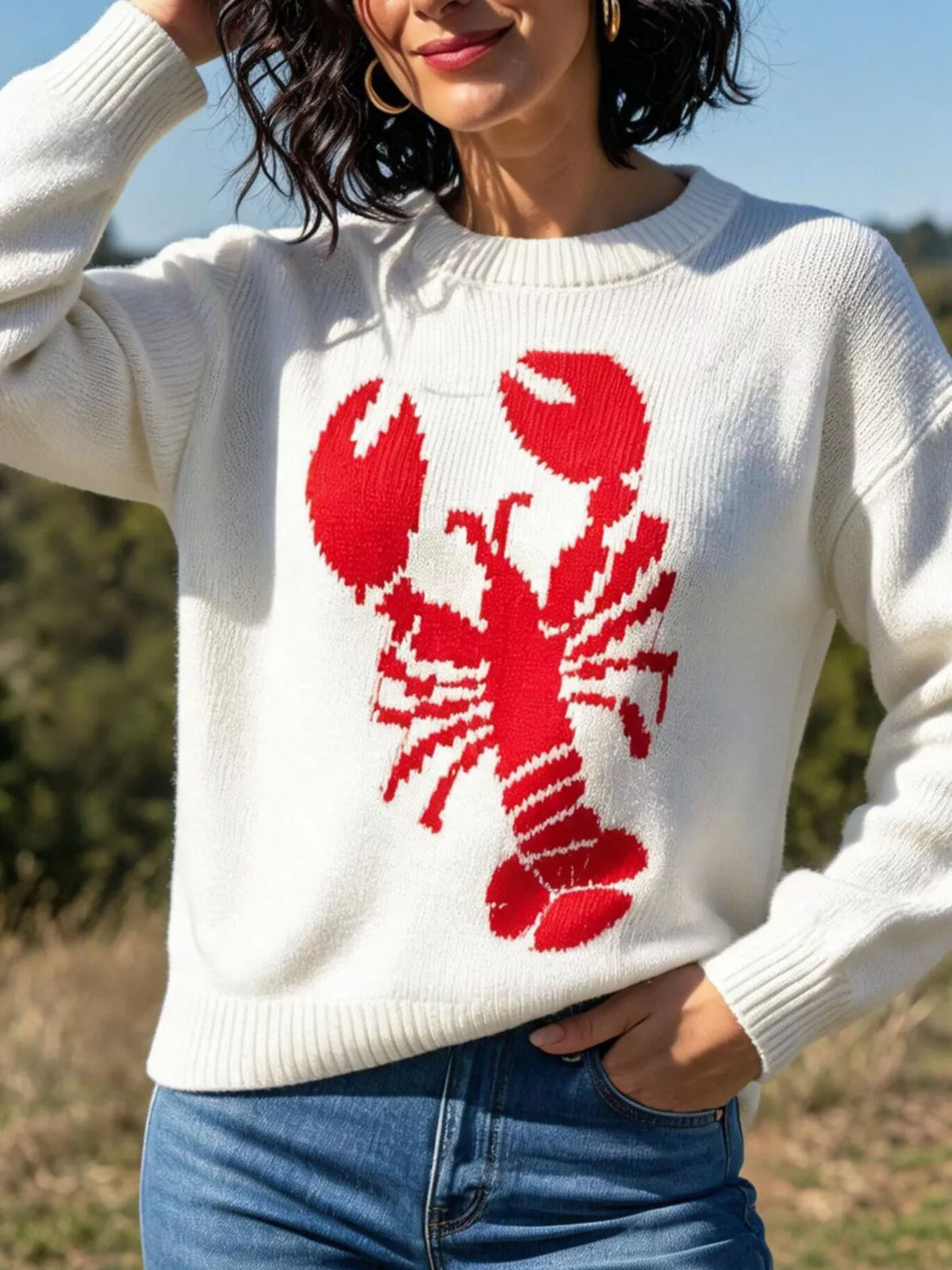 Off-white lobster graphic crew neck sweater
