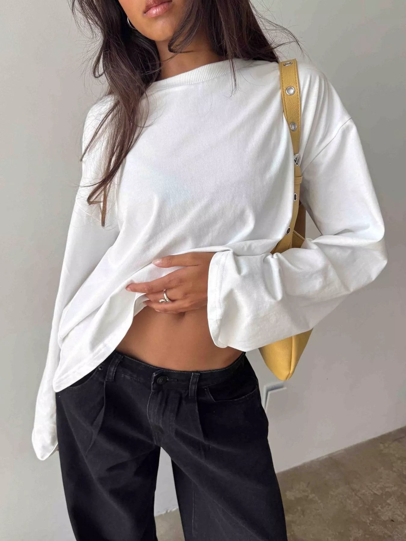 Trendsi Oversized Long Sleeve Crew Neck T-Shirt -