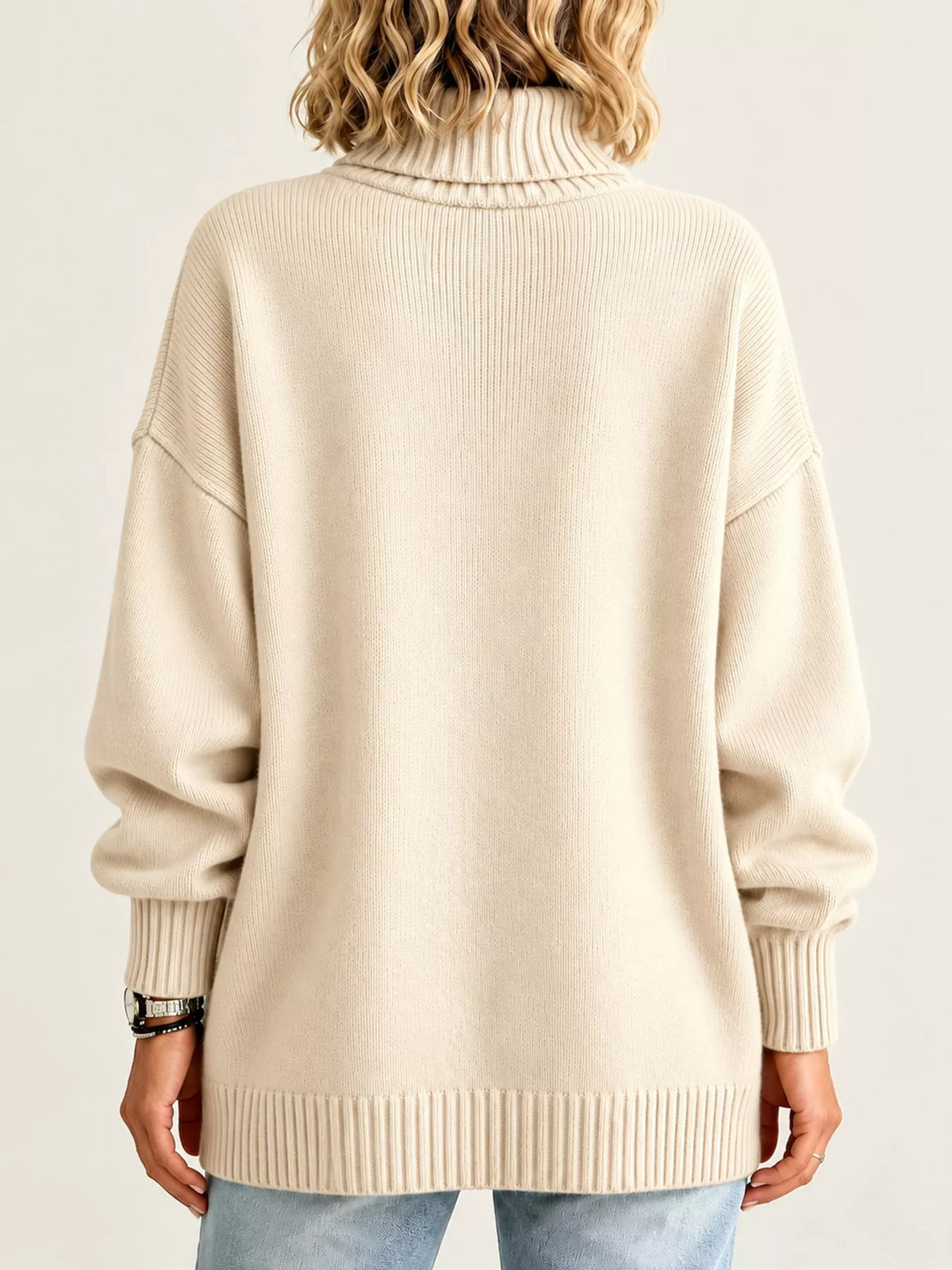 Oversized Turtleneck Pullover Sweater — front view