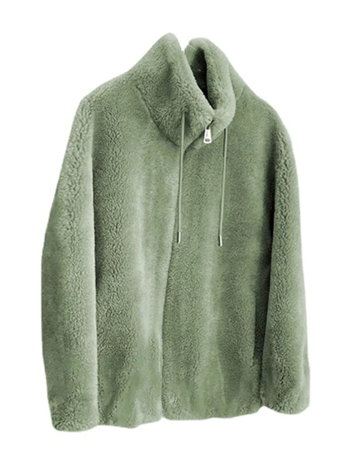 Faux-fur jacket, green flat lay