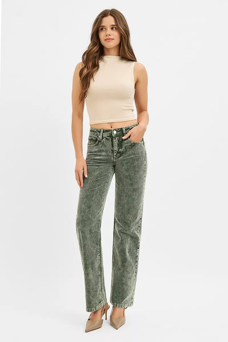 Women's Tummy-Control Mid-Rise Straight-Leg Corduroy Pants — product view 6