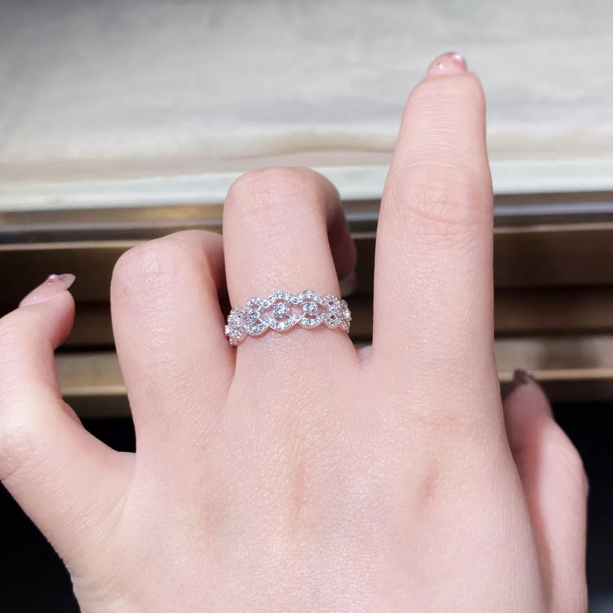 Trendsi 925 Sterling Silver Zircon Band Ring -