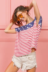 Trendsi BiBi Star Rpinted with Stripe Combo Top - Shirts