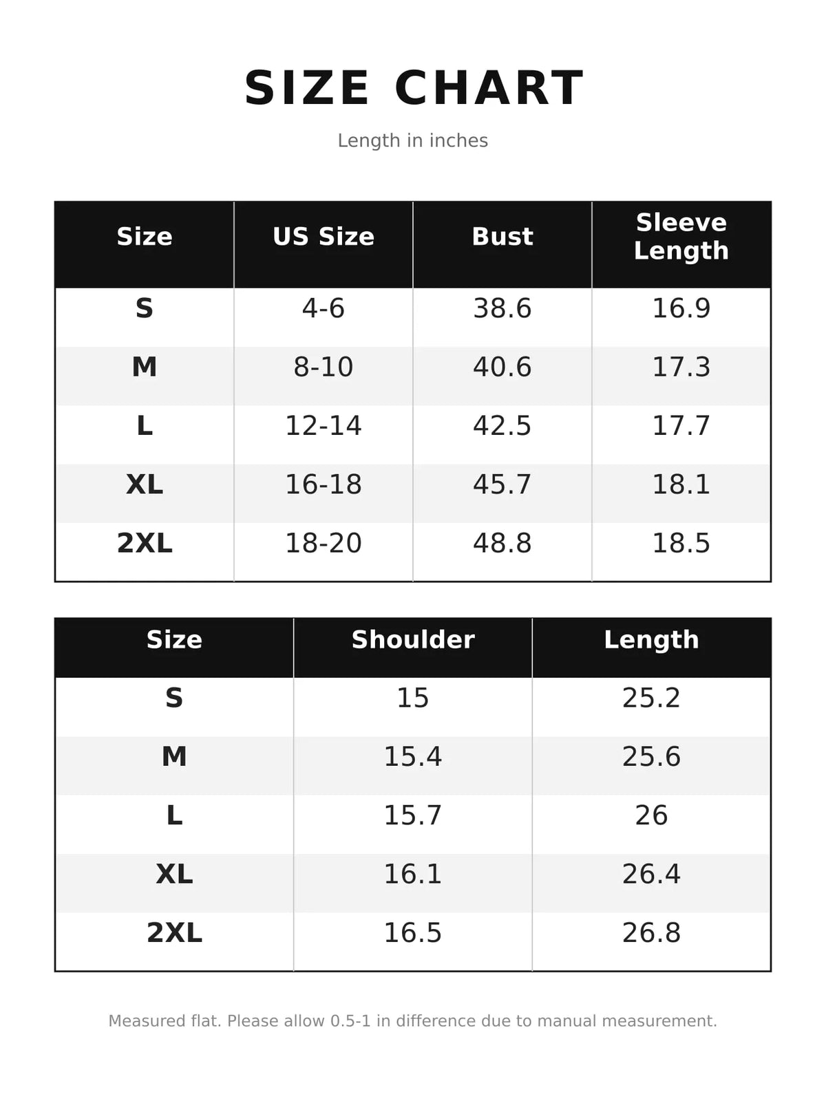 Size chart for v-neck metal buckle detail blouse