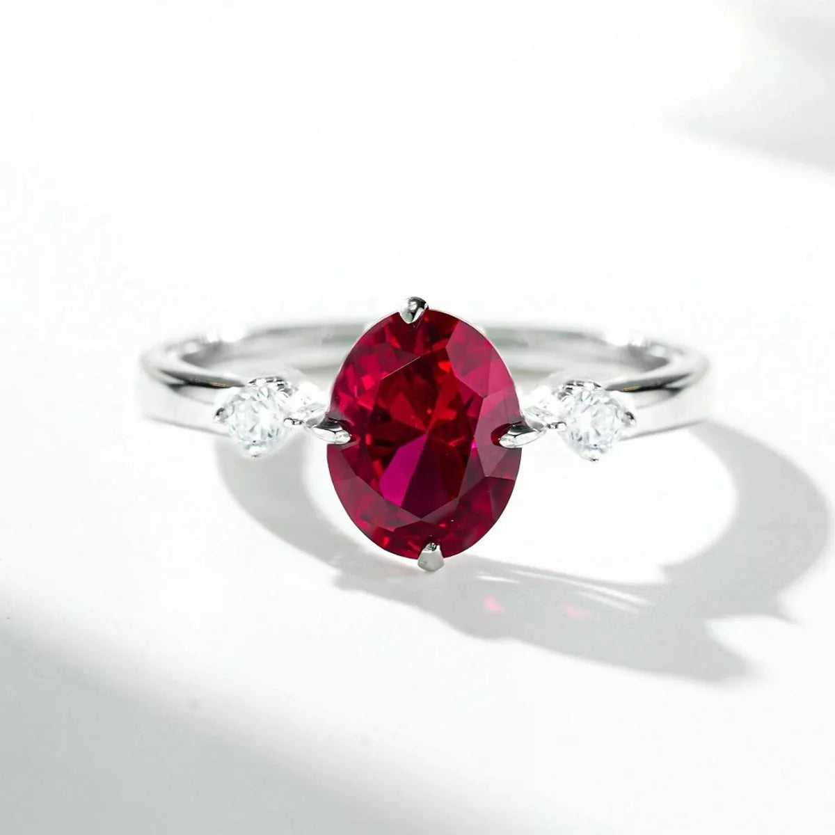 Trendsi 925 Sterling Silver Zircon Oval-Cut Ring -