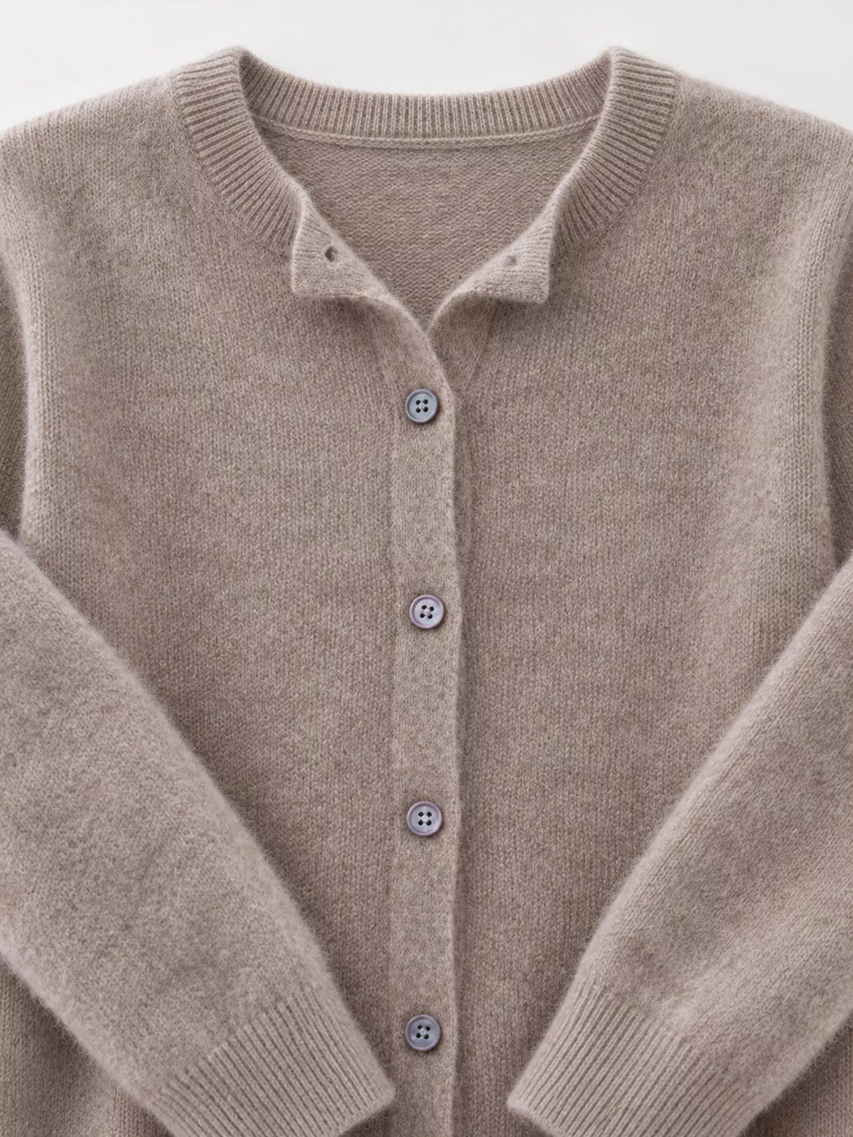 Ribbed cardigan, taupe button detail