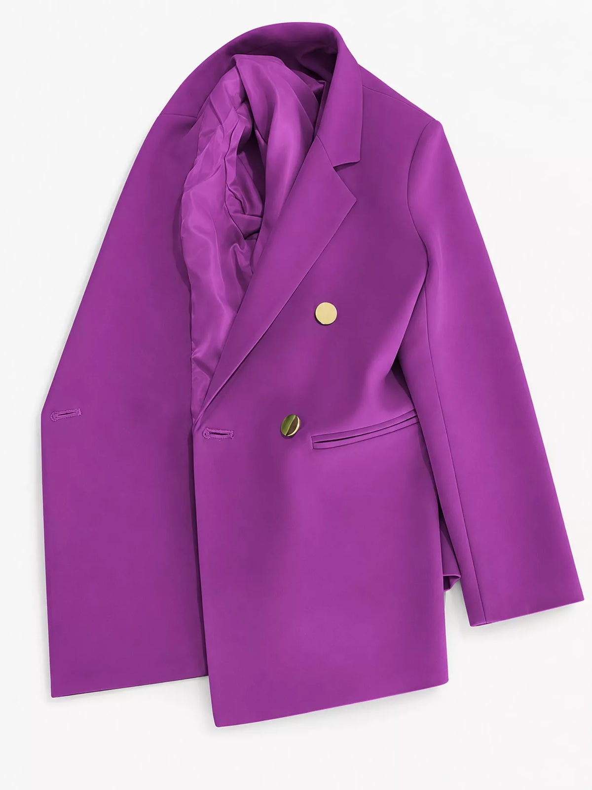 Purple double-breasted lapel collar blazer