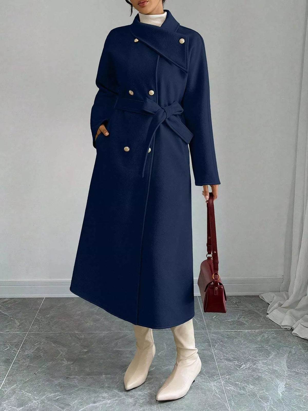 Trendsi Double-Breasted Longline Coat -