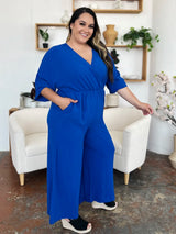 Trendsi Double Take Full Size Surplice Wide Leg Jumpsuit with Pockets -