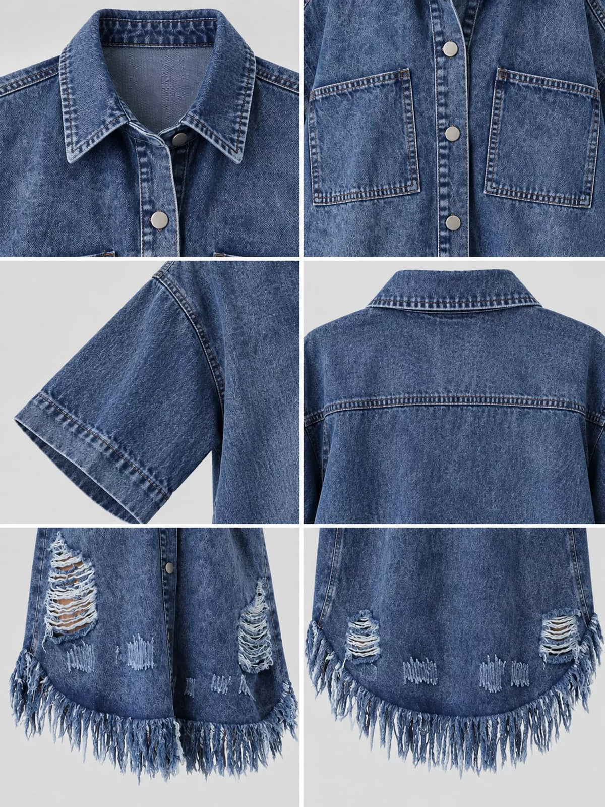 Denim dress, blue detail collage