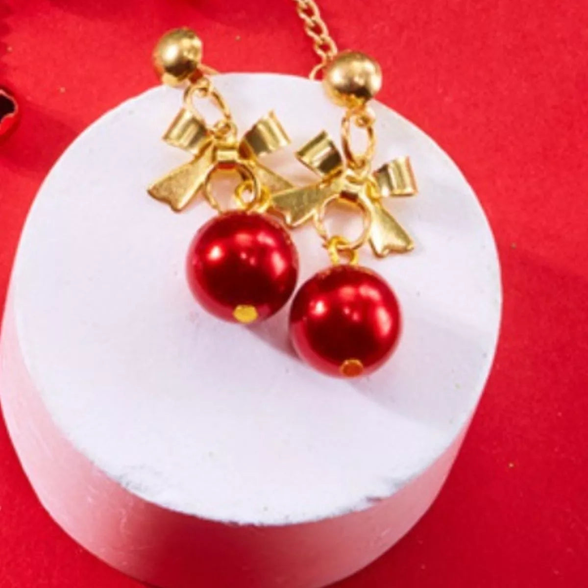 Trendsi Christmas 18K Gold-Plated Ball Drop Earrings -