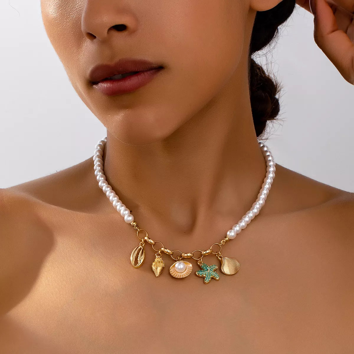Trendsi Ocean Series Charm Pearl Necklace -