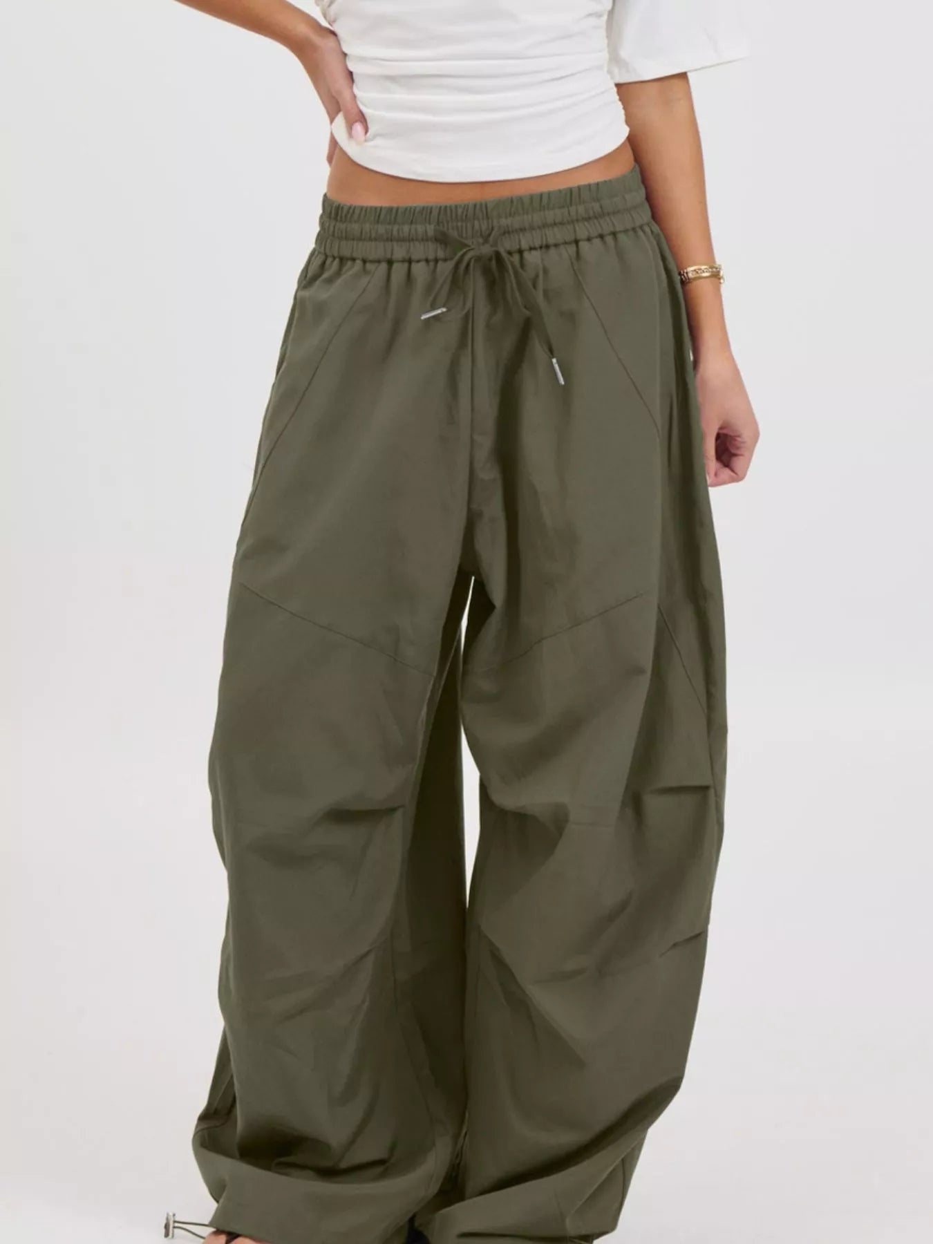 Trendsi Drawstring Wide Leg Pants -