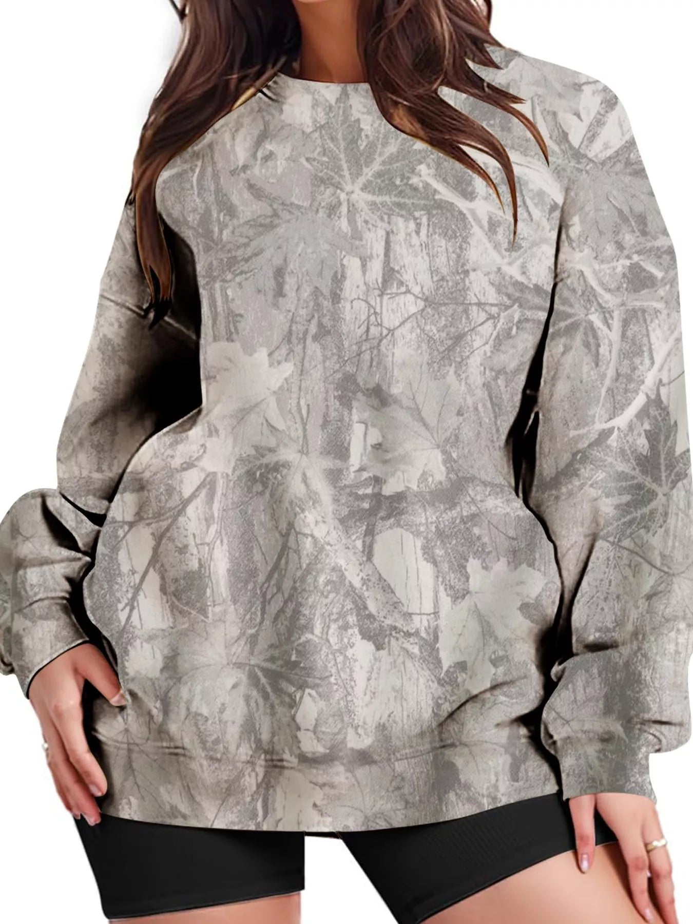 Trendsi Oversized Printed Crew Neck Sweatshirt -