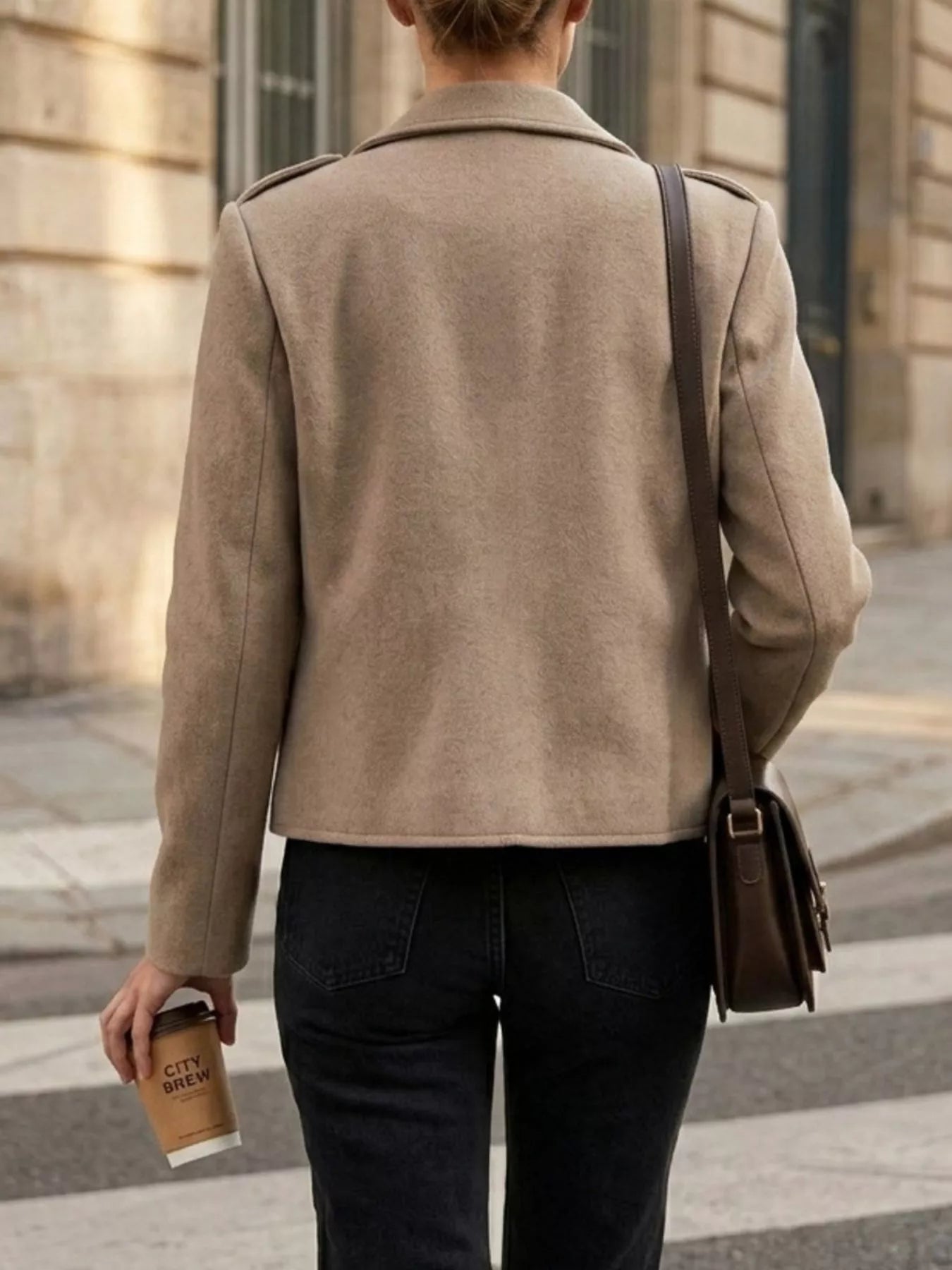 Trendsi Lapel Collar Cropped Outerwear -