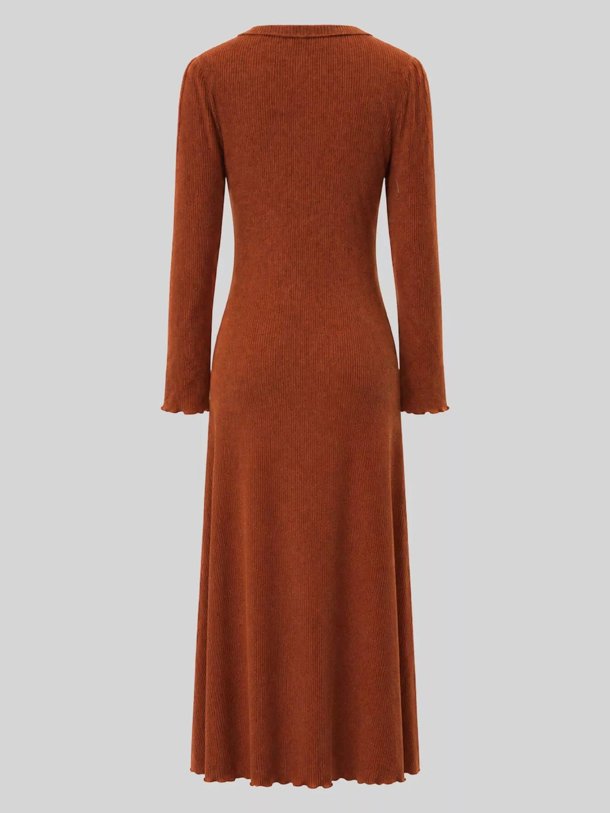Long-Sleeve Button Detail Maxi Dress — garment back