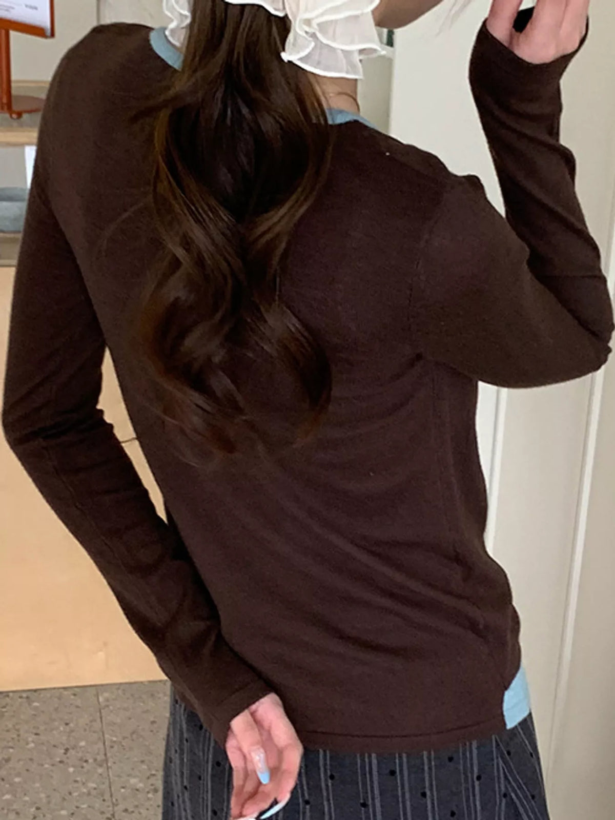 Layered knit top, brown back