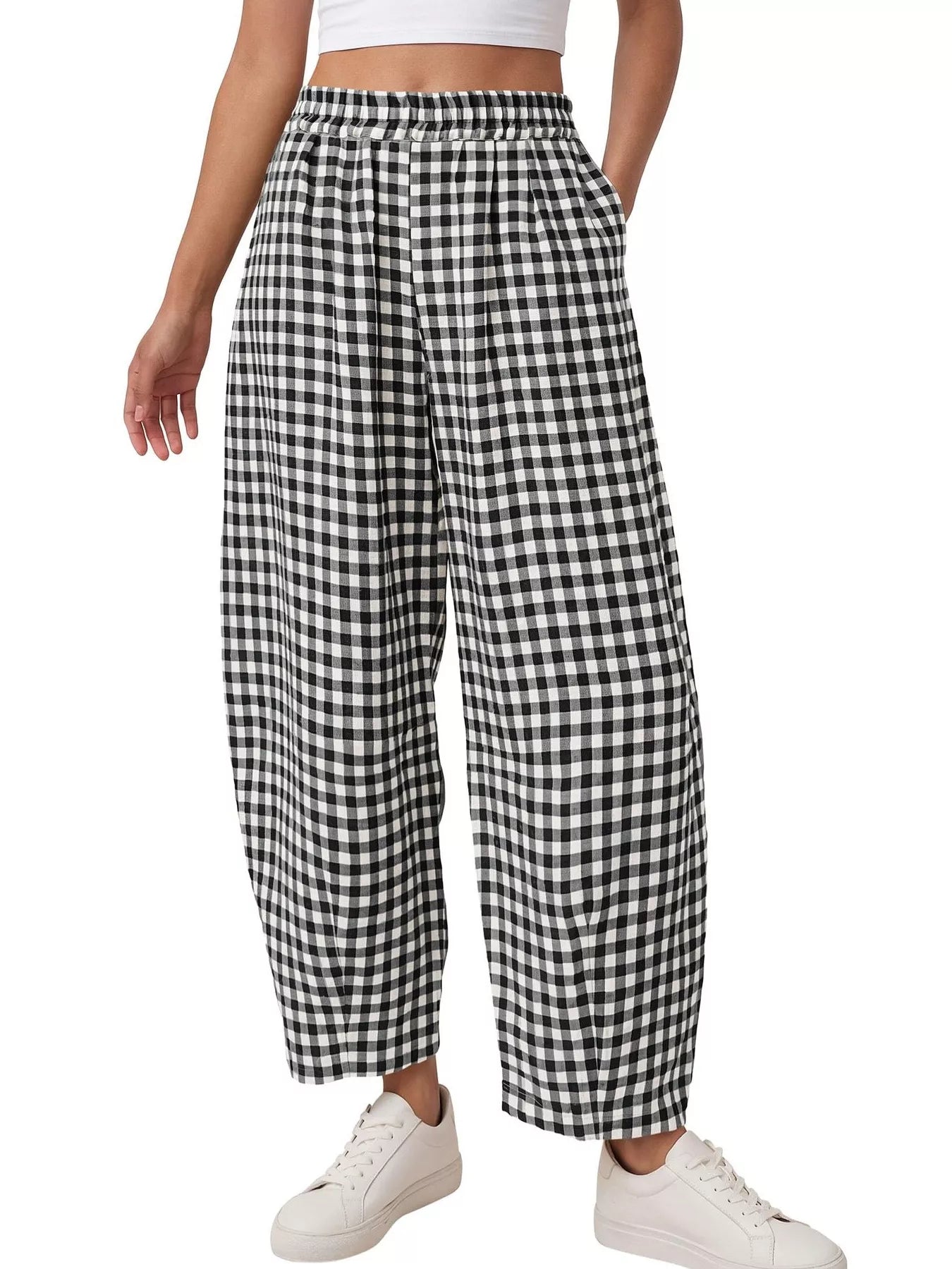 Trendsi Gingham Wide-Leg Casual Pants -