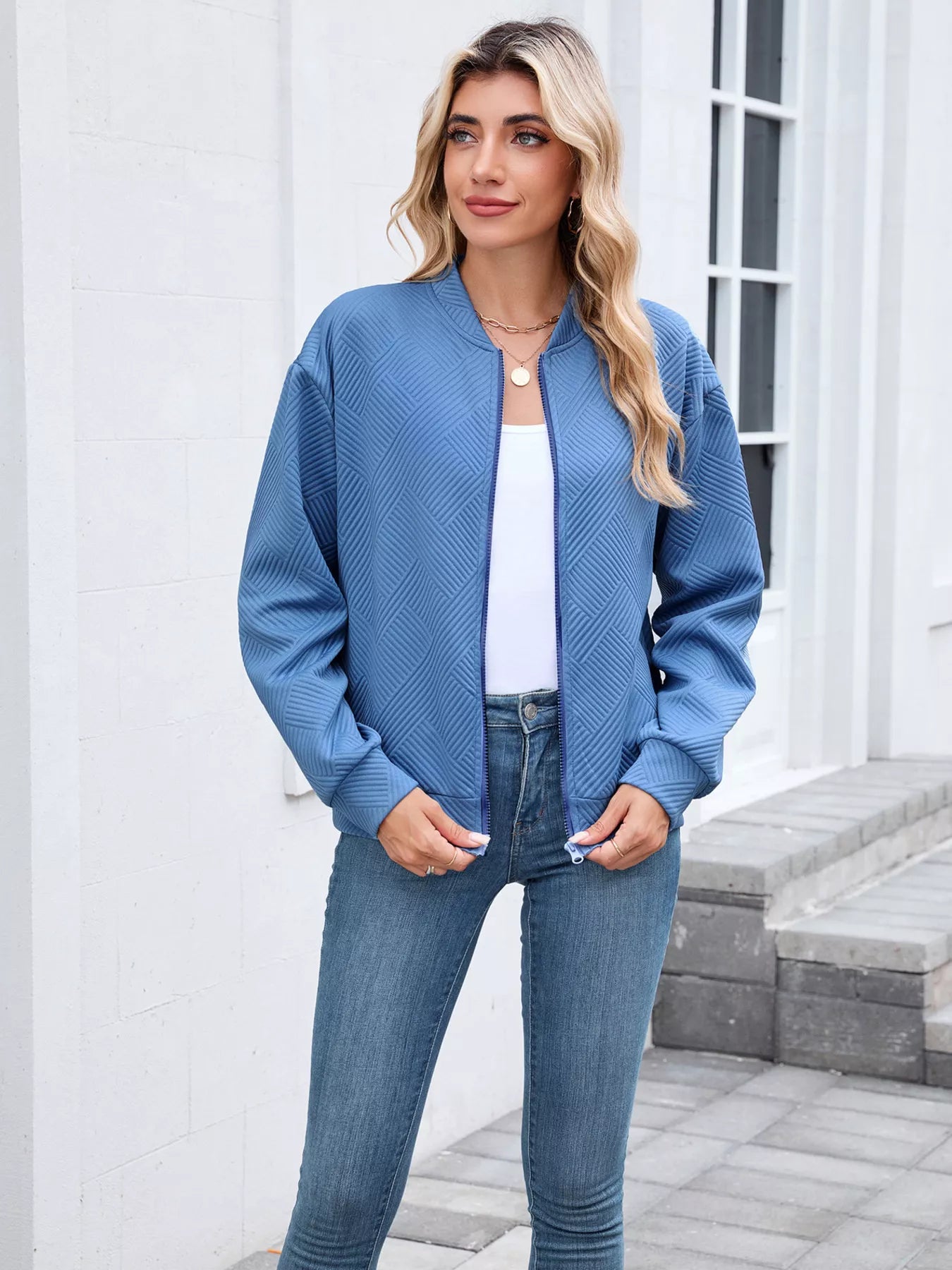 Trendsi Textured Zip Up Jacket -