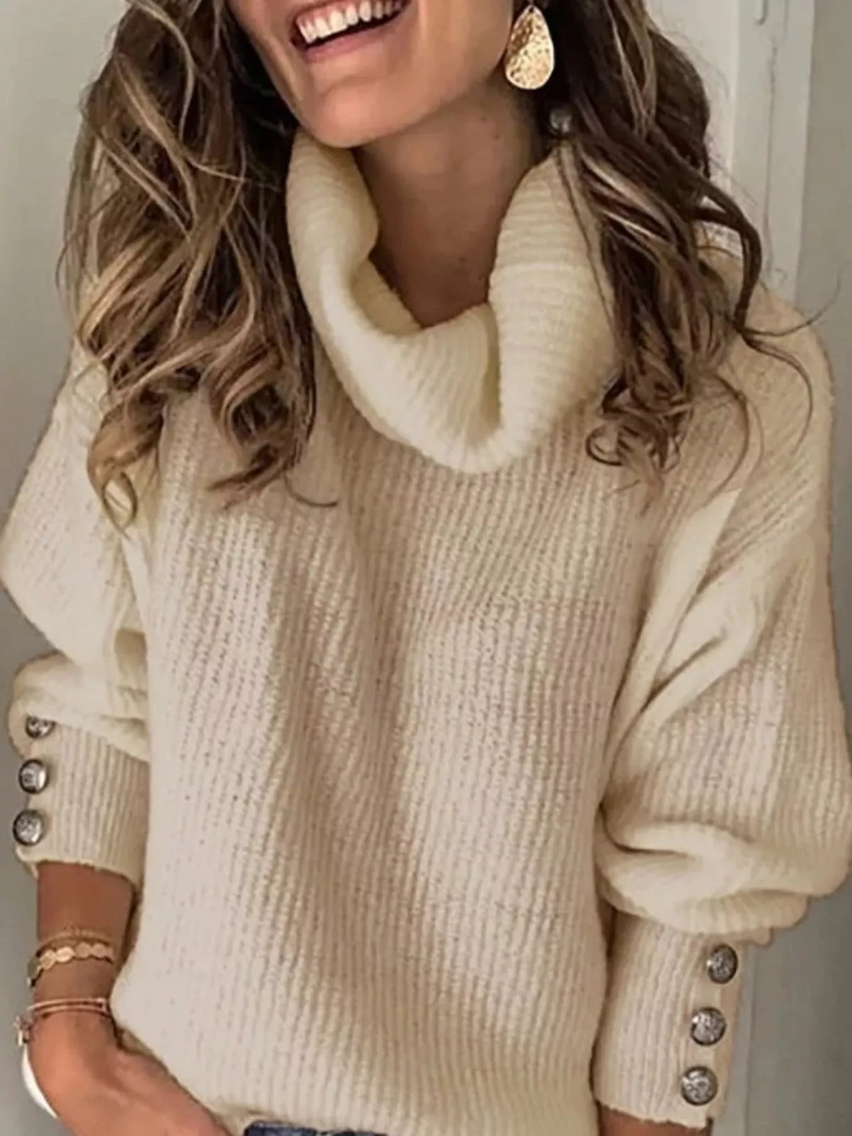 Khaki long-sleeve sweater