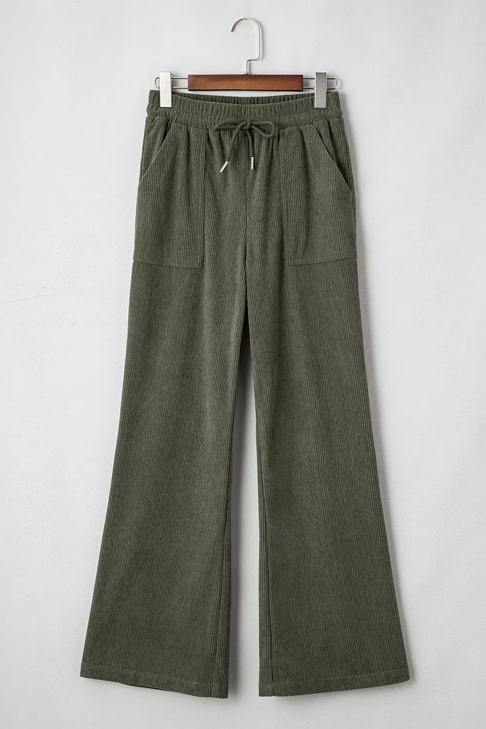 Trendsi Drawstring Corduroy Wide Leg Pants -