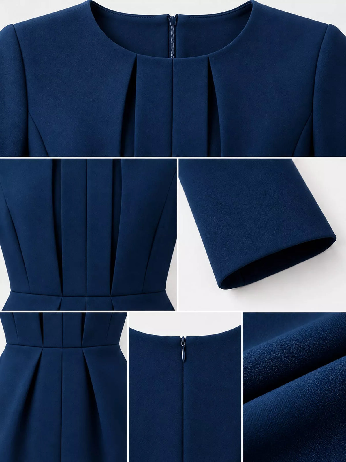 Navy long sleeve bodycon dress, detail view