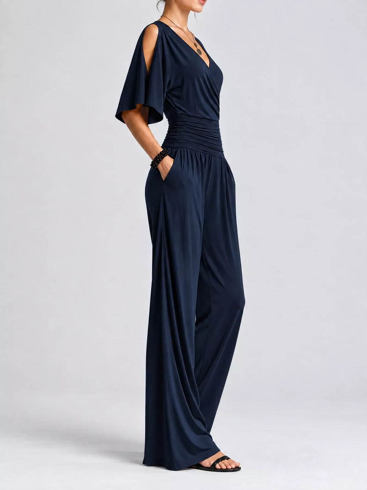 Cold Shoulder Wide-Leg Jumpsuit — side view