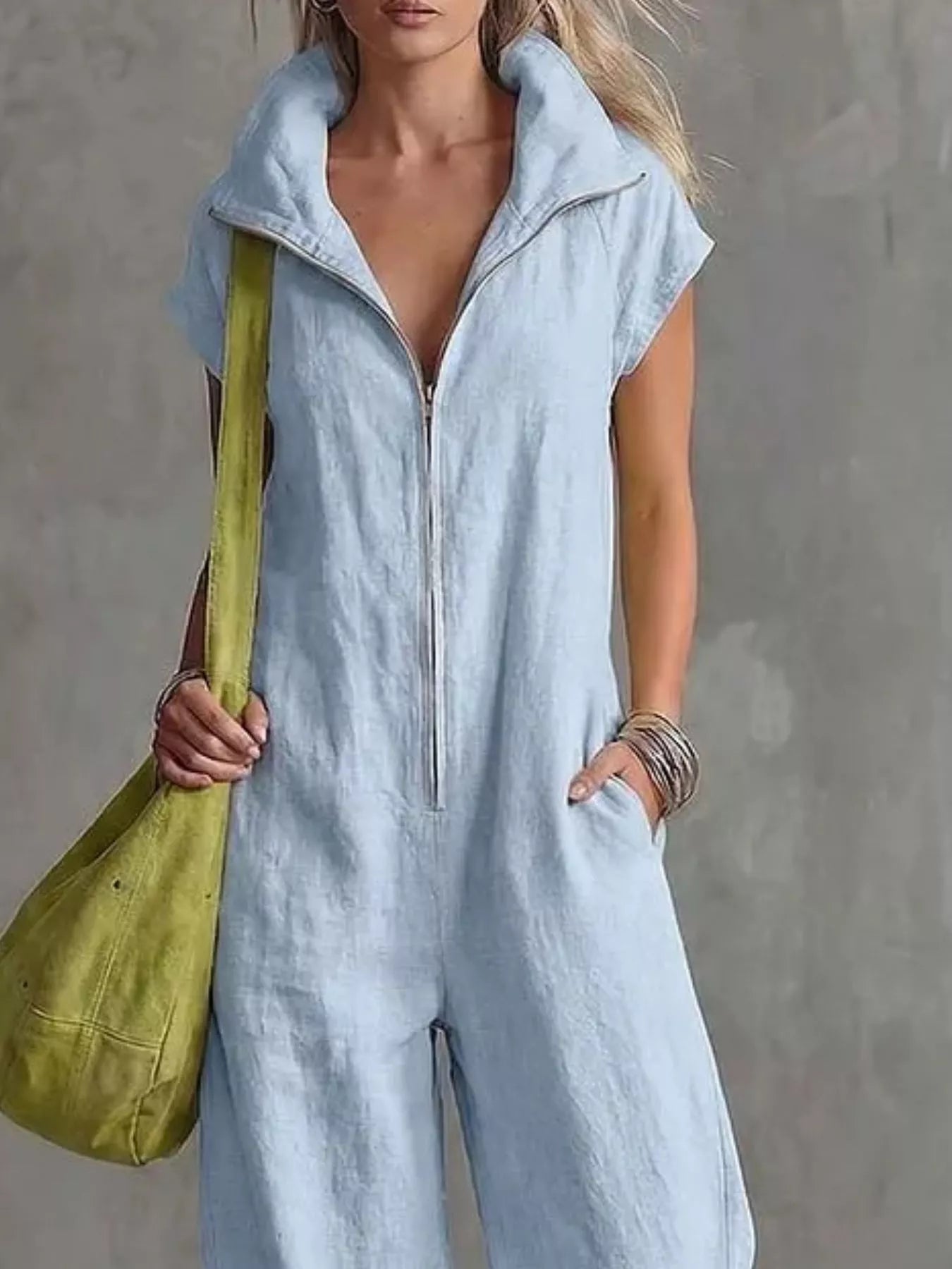 Trendsi Full Size Zip Front Sleeveless Jumpsuit Plus Size -