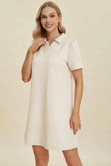 Trendsi Double Take Full Size Texture Short Sleeve Dress - Dresses
