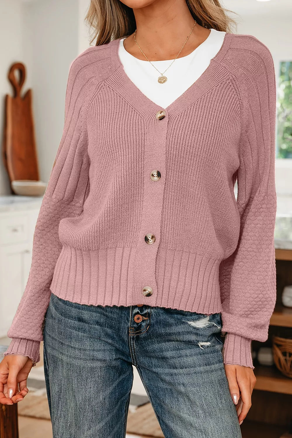 Trendsi V-Neck Button-Down Cardigan -