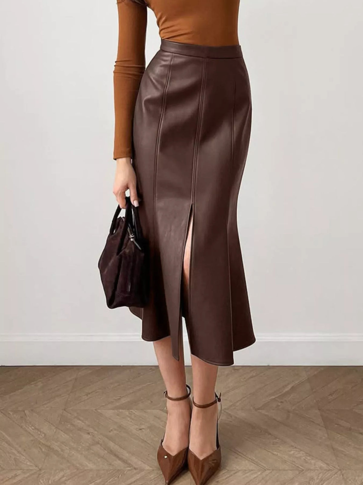 Trendsi Slit Mermaid Midi Skirt -
