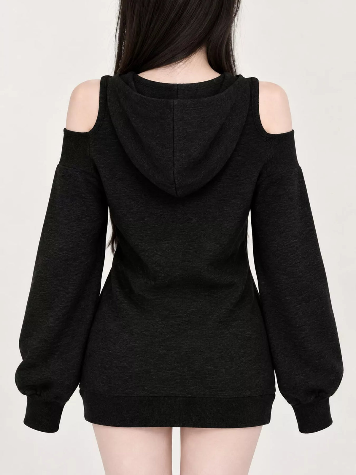 Cold-shoulder hoodie, black back