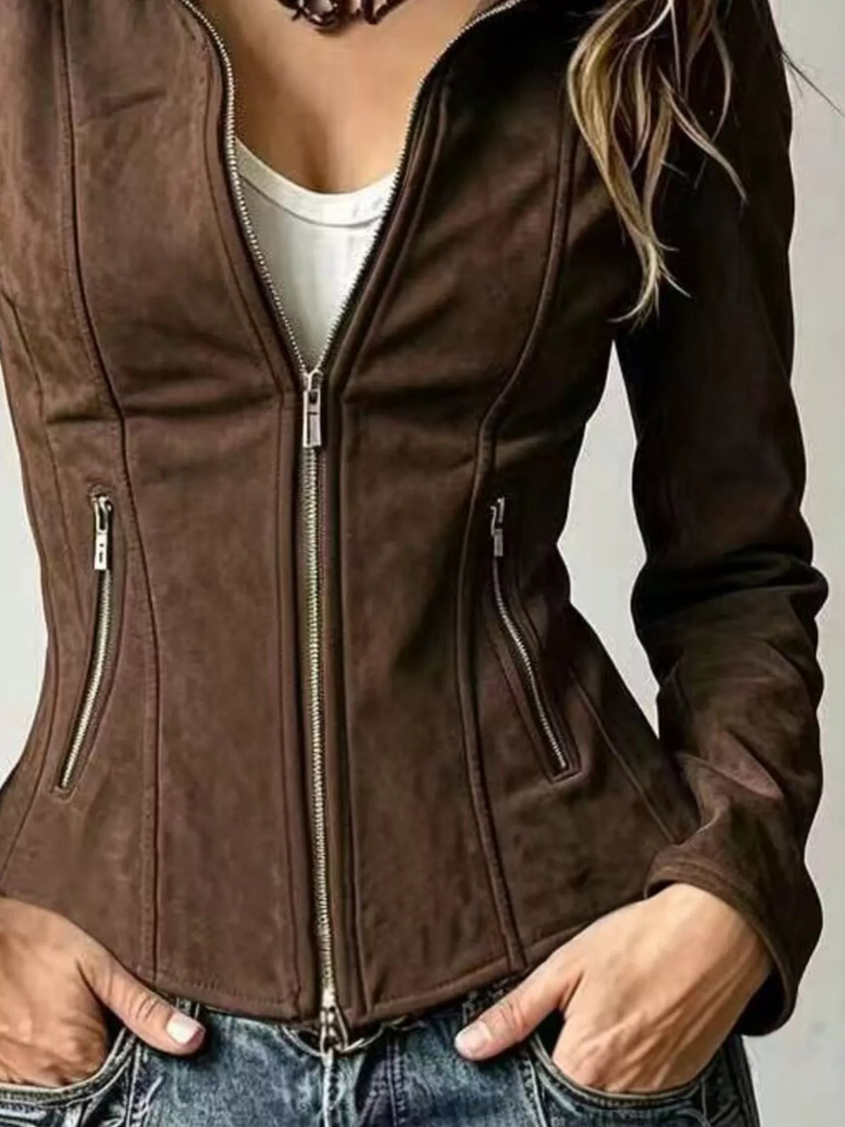 Slim-fit zip-up jacket