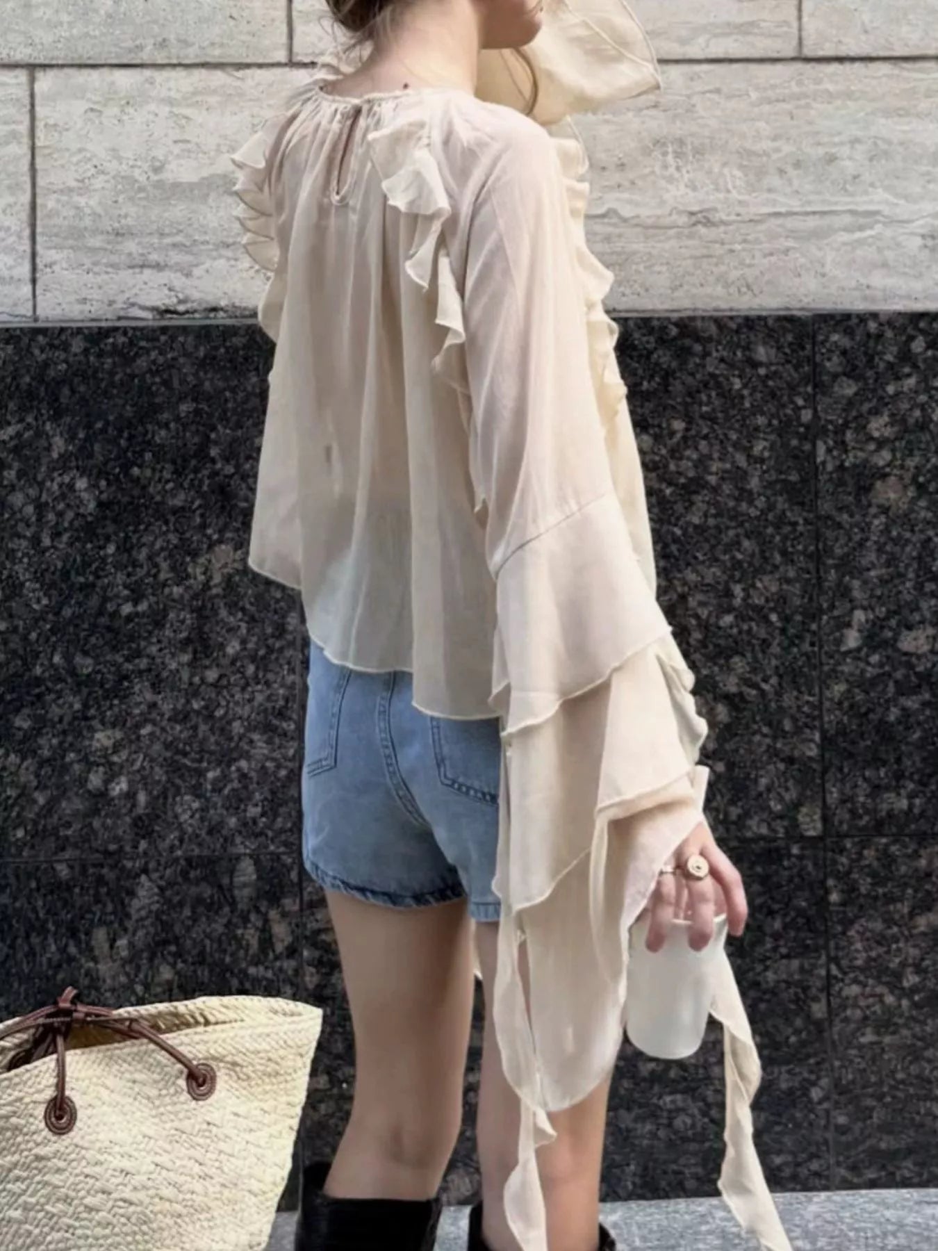 Trendsi Ruffled Flare Sleeve Blouse -