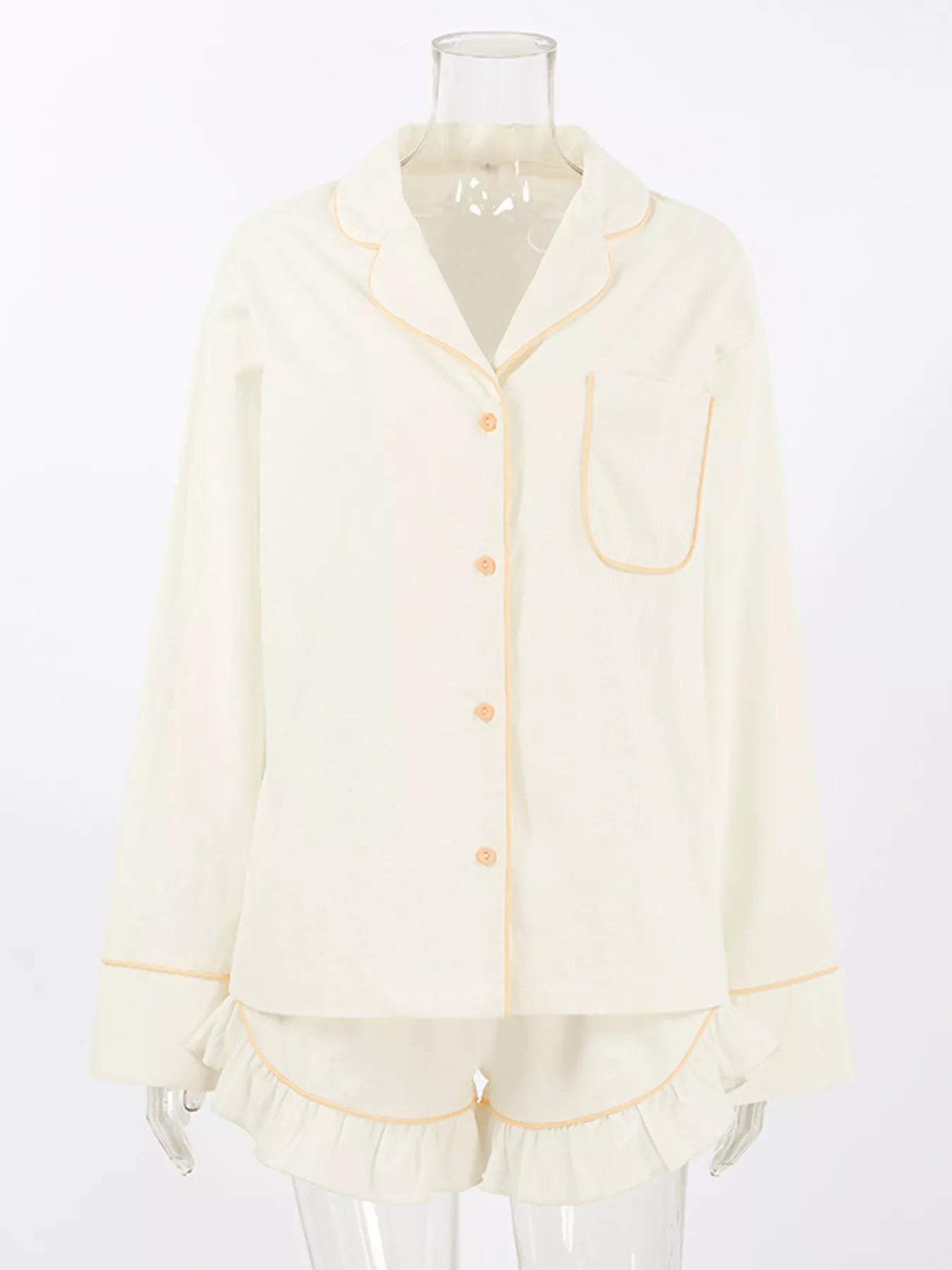 Trendsi Contrast Trim Long Sleeve Top and Shorts Lounge Set -