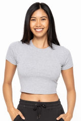 Trendsi MONO B Essential Micro-ribbed Cropped Athleisure Tee - Activewear