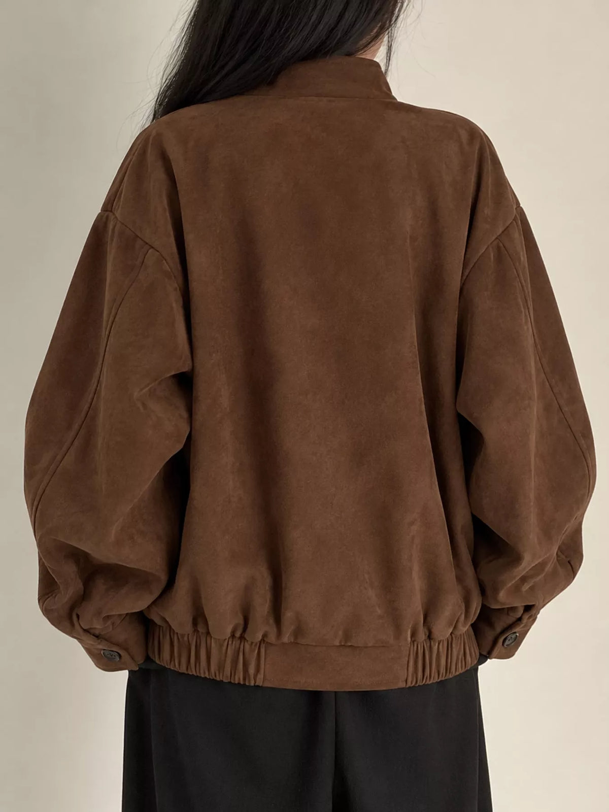 Stand-collar jacket, brown back
