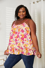 Trendsi Double Take Floral Scoop Neck Ruffle Hem Cami -
