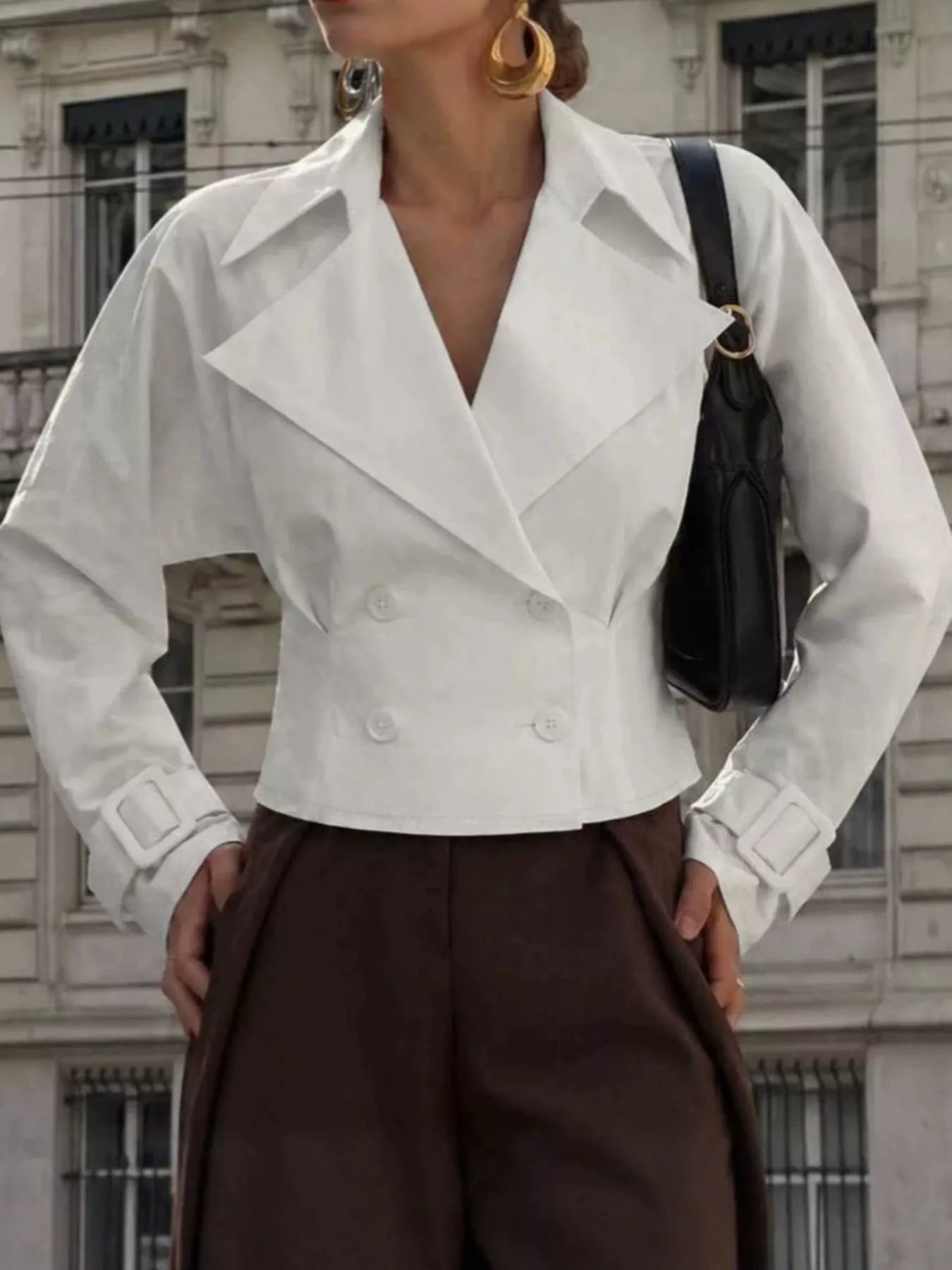Trendsi Cropped Double-Breasted Blazer -