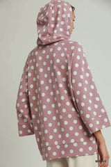 Trendsi Umgee Polka Dot Printed Hoodie Tunic Top -