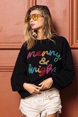 Trendsi BiBi Tinsel Lettering Christmas Sweater -