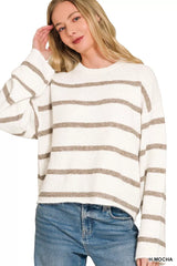 Trendsi Zenana Wool Blend Striped Sweater - Shirts