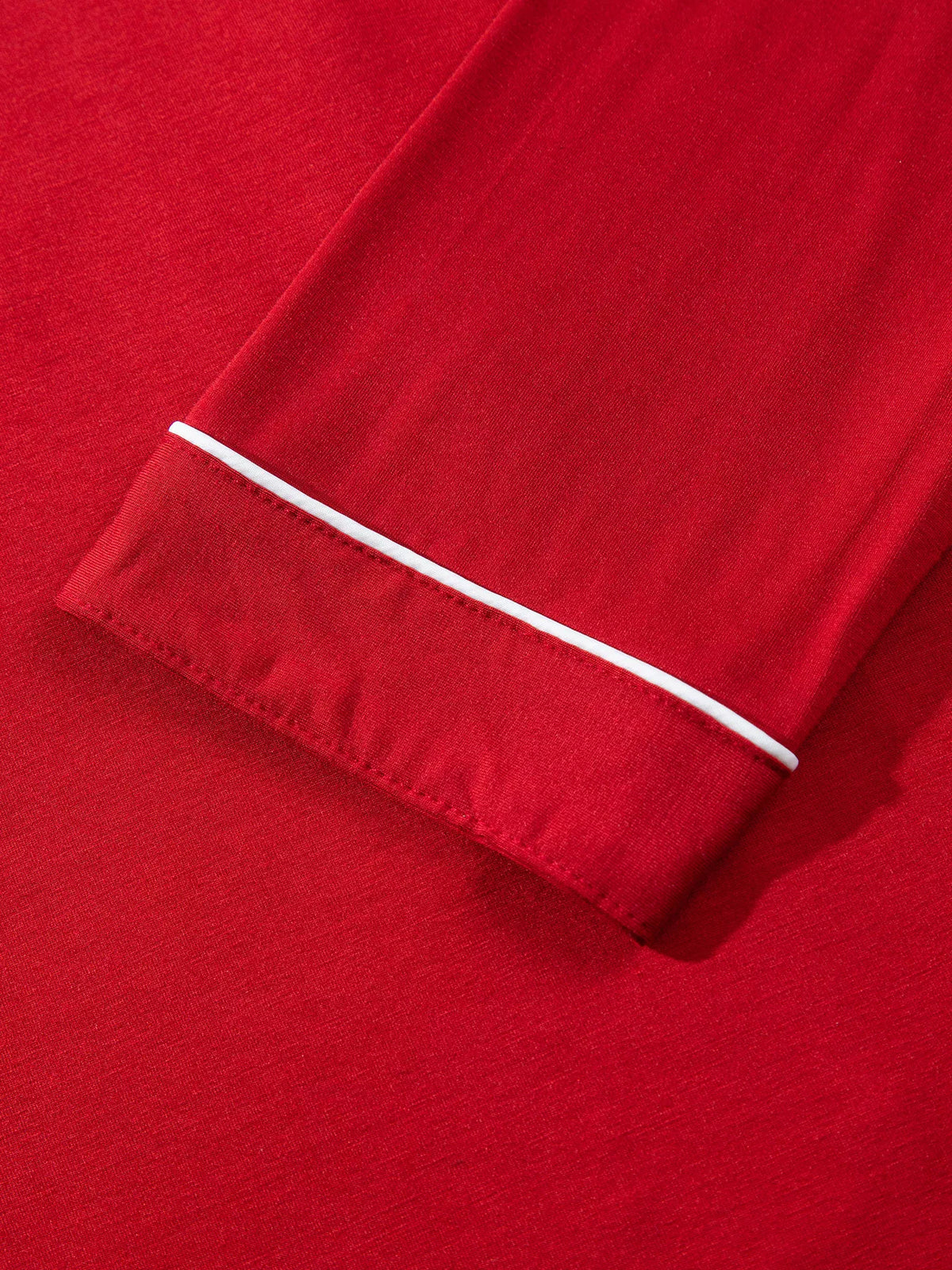 Deep Red bow pocket long sleeve pajama set