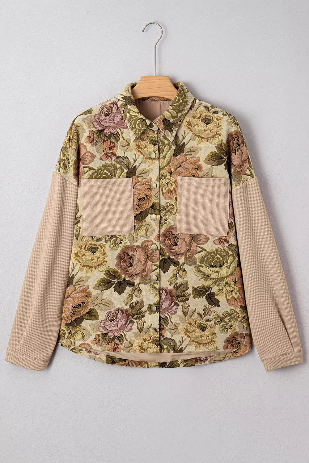 Trendsi Floral Button Up Long Sleeve Shacket -