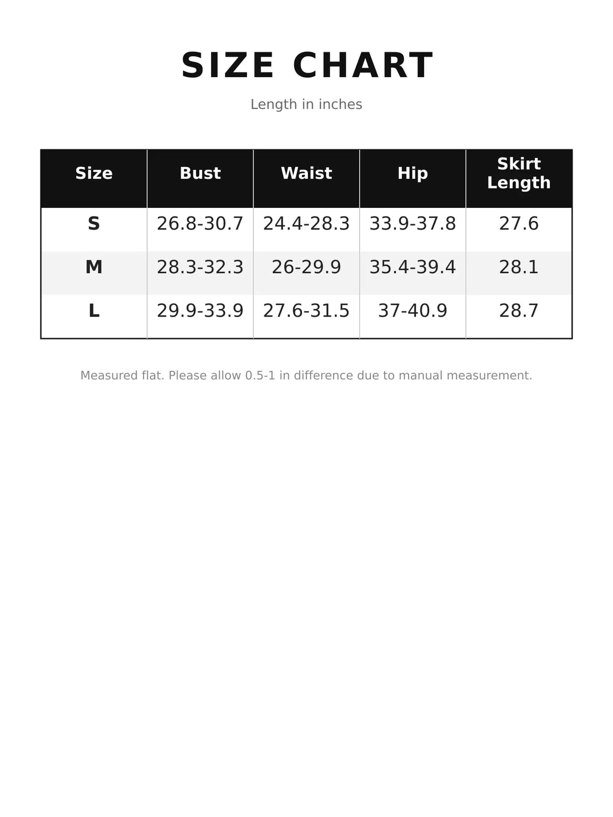 Size chart for backless halter neck romper