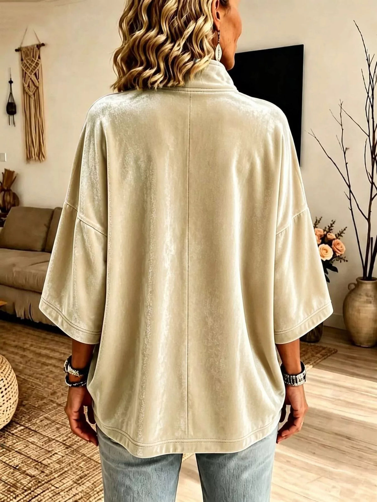 Trendsi Full Size Velvet Quarter-Zip Sweatshirt Plus Size -