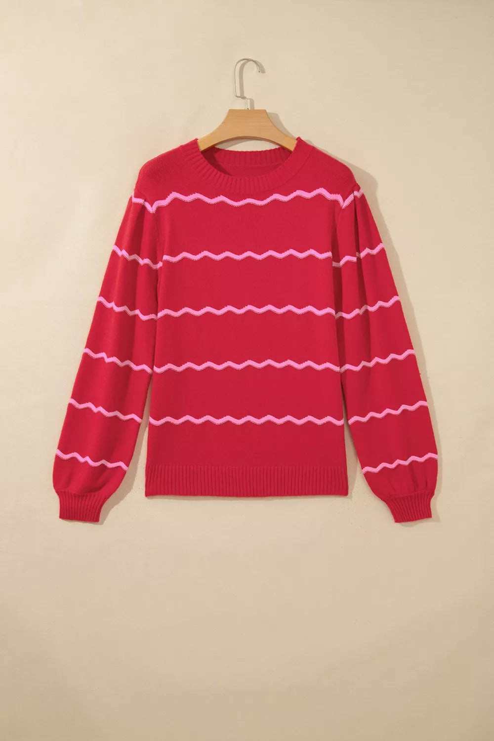 Trendsi Striped Round Neck Long Sleeve Shift Pullover Sweater -