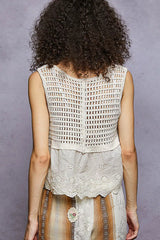 Trendsi POL Sleeveless Flowy Fit Crochet Top with Scalloped Border Accents -