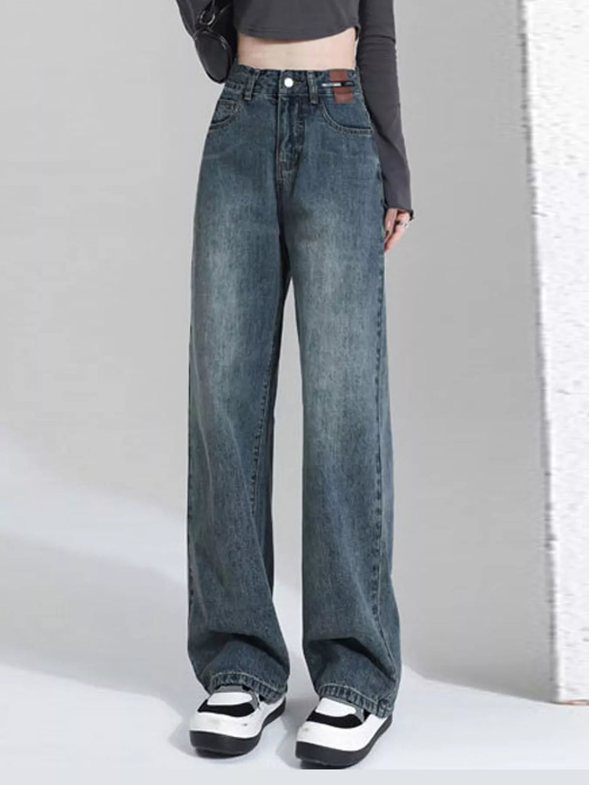 High-Waisted Vintage Wide-Leg Jeans — front view
