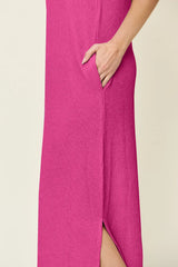 Trendsi Double Take Full Size Texture Mock Neck Sleeveless Maxi Dress -